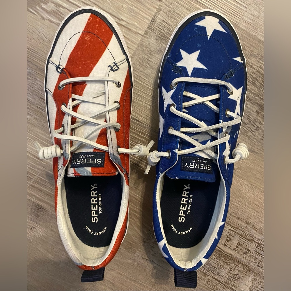 Sperry Top-Sider Women's Sneaker Patriotic Stars & Stripes Memory Foam Size 9